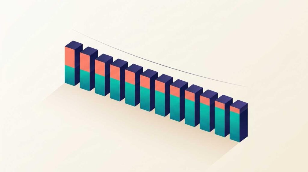 Loan amortization schedule columns showing each payment split into shrinking interest and growing principal
