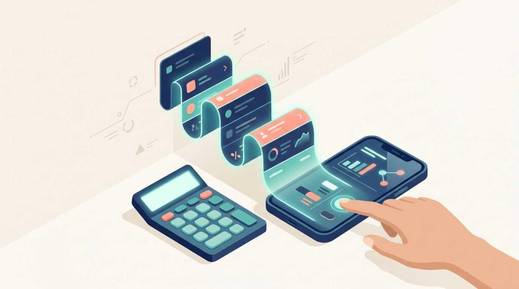 Using a free online calculator to generate a loan amortization schedule on a phone