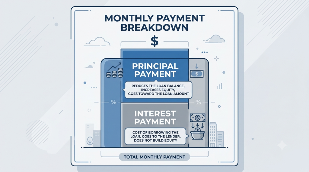 Diagram showing EMI split between principal and interest